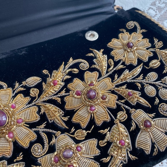 Vintage bejeweled double sided evening clutch black sparkle - Picture 5 of 9